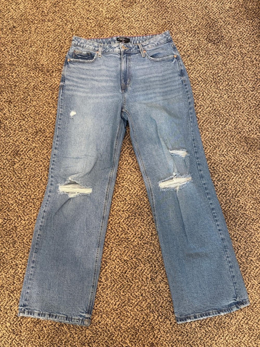 Edgely by Maurices Light Blue Distressed Wide-Leg Jeans